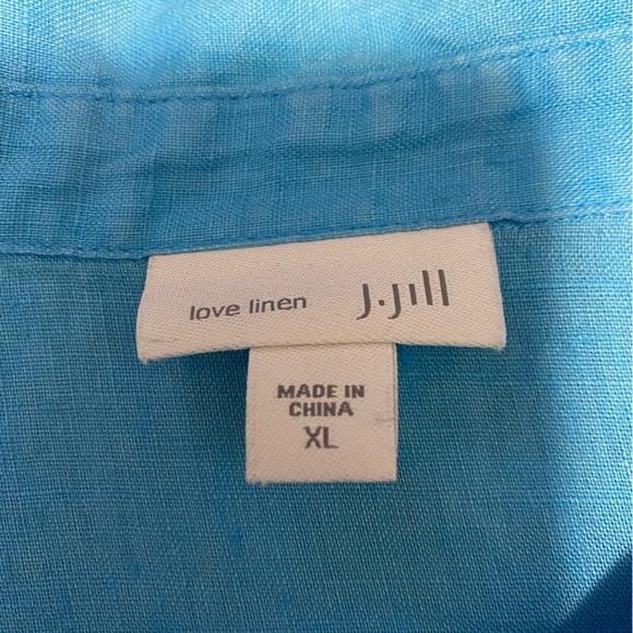J Jill Love Linen 100% Linen Blue Long Sleeve Button Front XL Shirt Top. - Picture 3 of 8